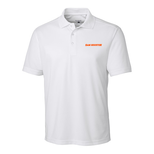  C&B White Clique Ice Pique Polo - Sam Houston Wordmark EMB