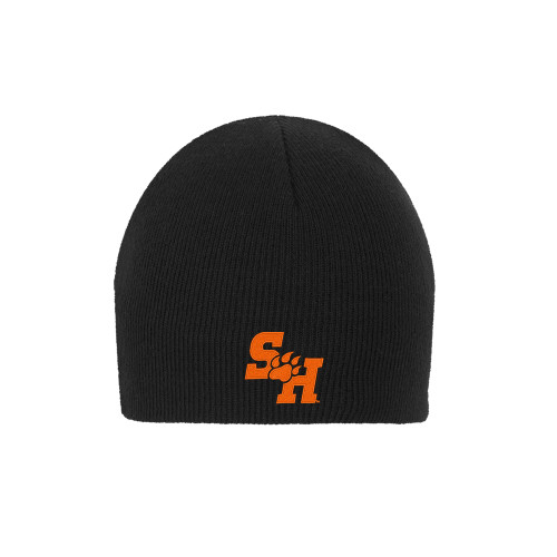  Black Knit Beanie - Primary Athletics Mark EMB