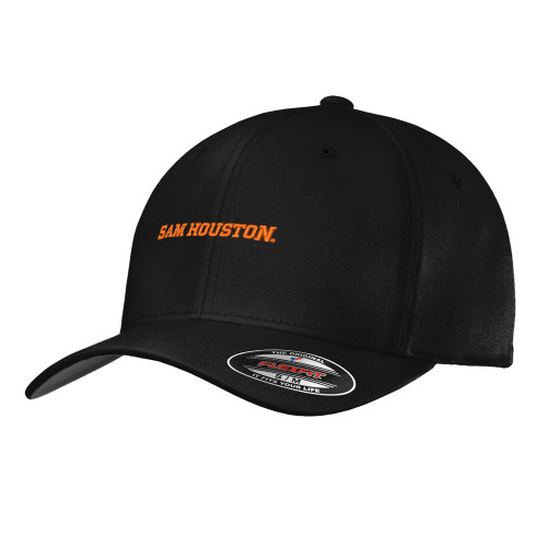  White Flexfit Structured Low Profile Hat - Sam Houston Wordmark EMB