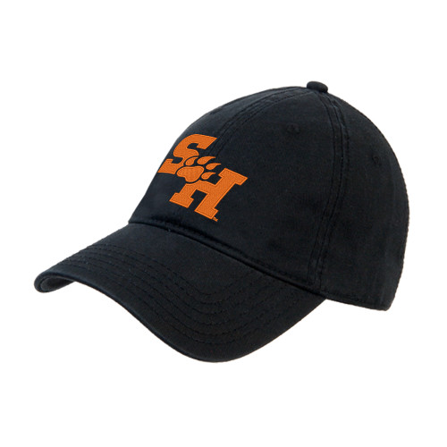  Black Unstructured Adjustable Low Profile Hat - Primary Athletics Mark EMB