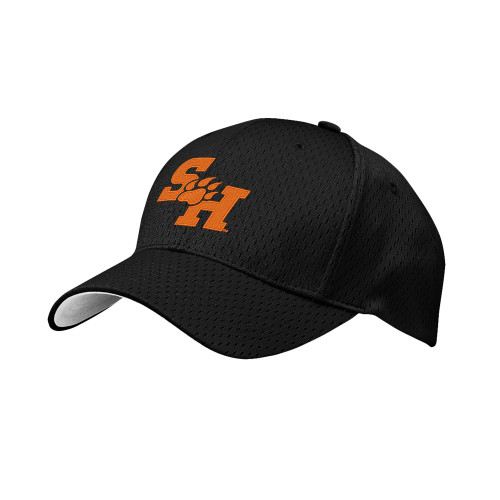  Black Pro Mesh Structured Hat - Primary Athletics Mark EMB