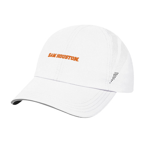  White Performance Cap - Sam Houston Wordmark EMB