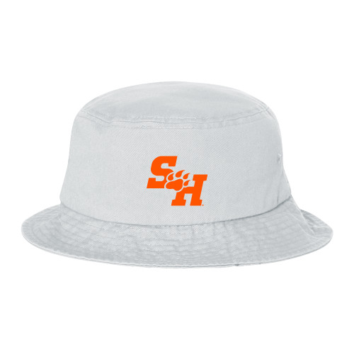  Sportsman White Bucket Hat - Primary Athletics Mark EMB