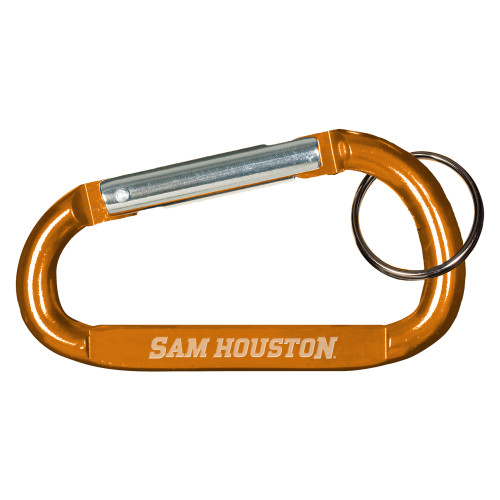  Orange Carabiner with Split Ring - Sam Houston Wordmark Engraved