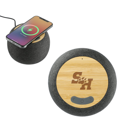  Garm Fabric & Bamboo Speaker with Wireless Charging - Primary Athletics Mark Engraved