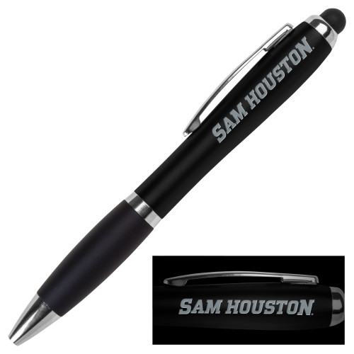  LIGHT UP LOGO Black Stylus Pen - Sam Houston Wordmark Engraved