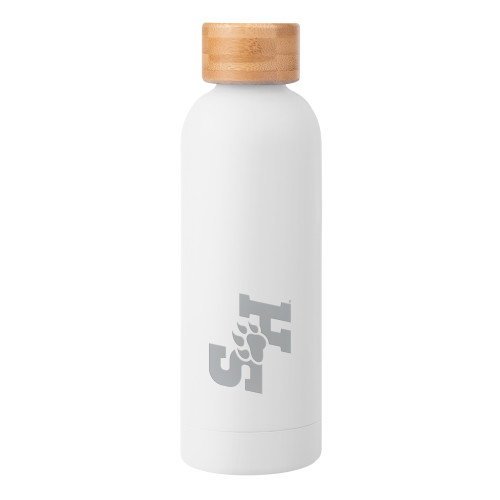  Blair White Stainless Steel Bottle w/ Bamboo Lid 17 oz - Primary Athletics Mark Engraved