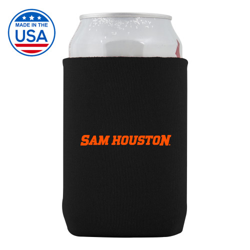  Neoprene Black Can Holder - Sam Houston Wordmark