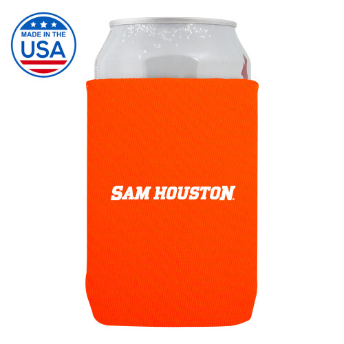  Neoprene Orange Can Holder - Sam Houston Wordmark