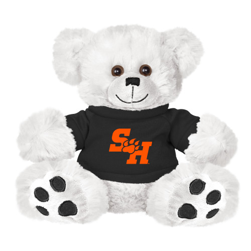  Plush Big Paw 8 1/2 inch White Bear w/Black Shirt - Primary Athletics Mark