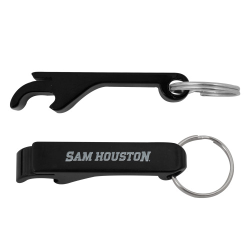  Aluminum Black Bottle Opener - Sam Houston Wordmark Engraved