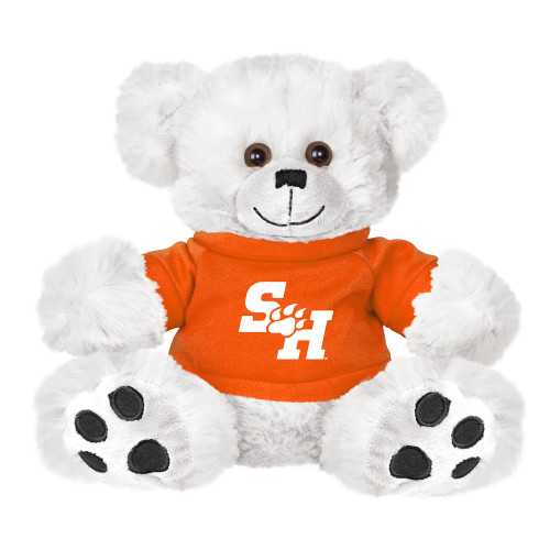  Plush Big Paw 8 1/2 inch White Bear w/Orange Shirt - Primary Athletics Mark