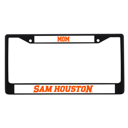  Mom Metal License Plate Frame in Black - Sam Houston Wordmark