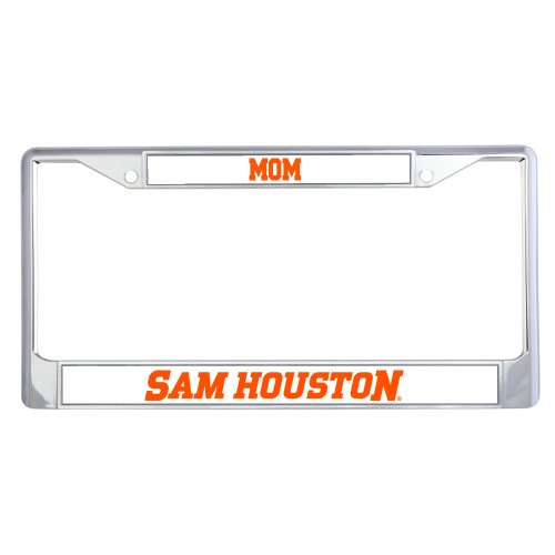  Mom Metal License Plate Frame in Chrome - Sam Houston Wordmark