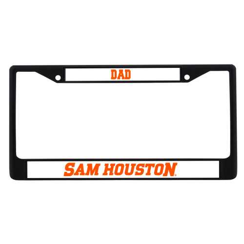  Dad Metal License Plate Frame in Black - Sam Houston Wordmark