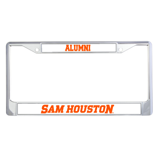  Alumni Metal License Plate Frame in Chrome - Sam Houston Wordmark