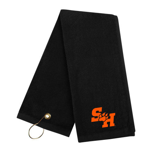  Black Golf Towel - Primary Athletics Mark EMB