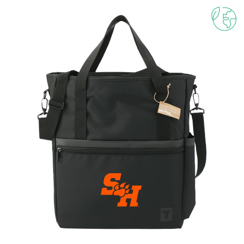  Tranzip Black Recycled Computer Tote - Primary Athletics Mark EMB