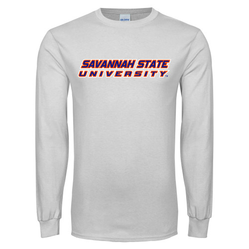  White Long Sleeve T Shirt - Horizontal Mark