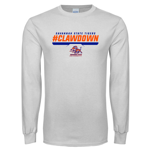  White Long Sleeve T Shirt - #CLAWDOWN
