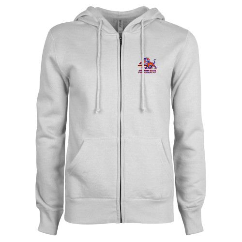  ENZA Womens White Fleece Full Zip Hoodie - Official Logo