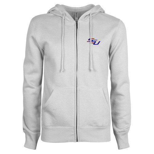  ENZA Womens White Fleece Full Zip Hoodie - SSU