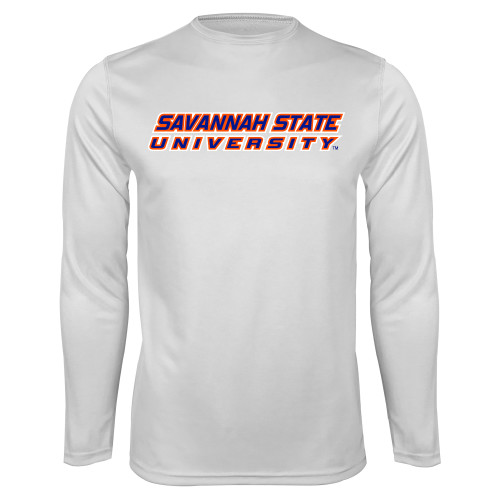  White Performance Long Sleeve Shirt - Horizontal Mark