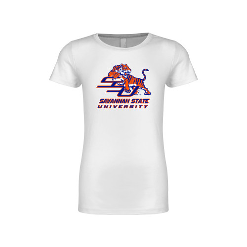  Next Level Girls White Fashion Fit T Shirt - Official Logo