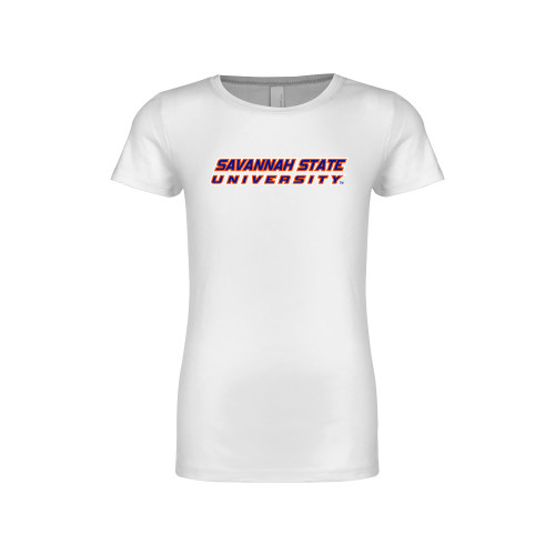  Next Level Girls White Fashion Fit T Shirt - Horizontal Mark