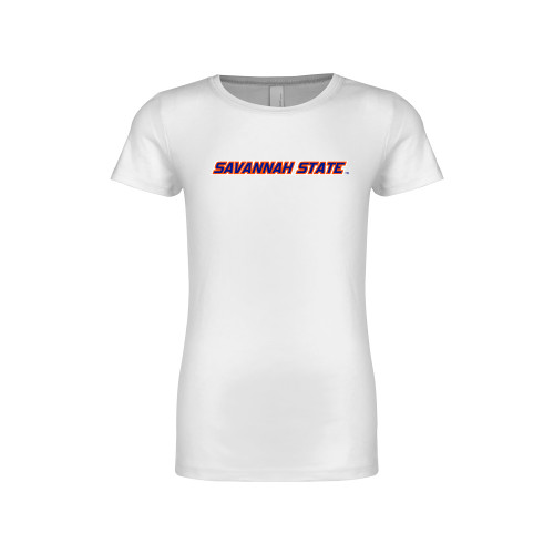  Next Level Girls White Fashion Fit T Shirt - Wordmark
