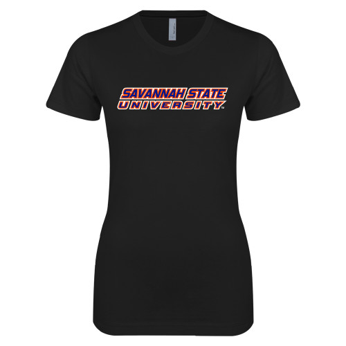 Next Level Womens Black Boyfriend Tee - Horizontal Mark