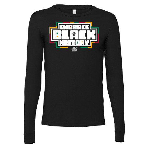  Bella + Canvas Black Jersey Cotton Long Sleeve T Shirt - HBCU Graphic