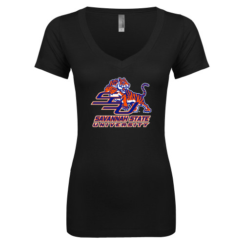  Next Level Womens Black Ideal V Tee - Official Logo