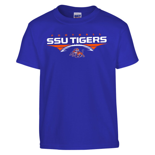  Youth Royal T Shirt - Stacked Football Design