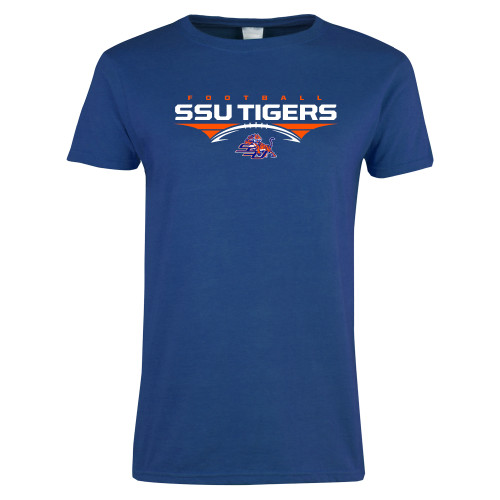  Womens Royal Short Sleeve Tee - Stacked Football Design