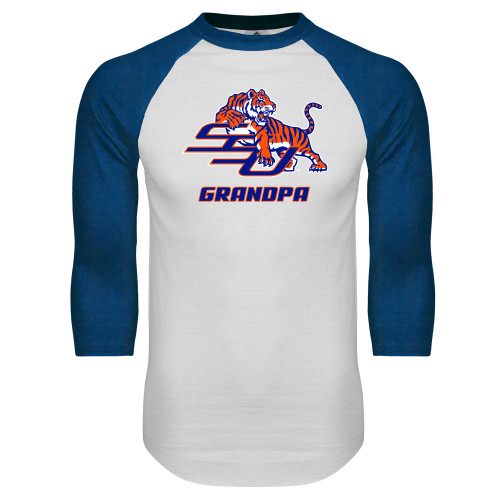  White/Royal Raglan Baseball T Shirt - Grandpa