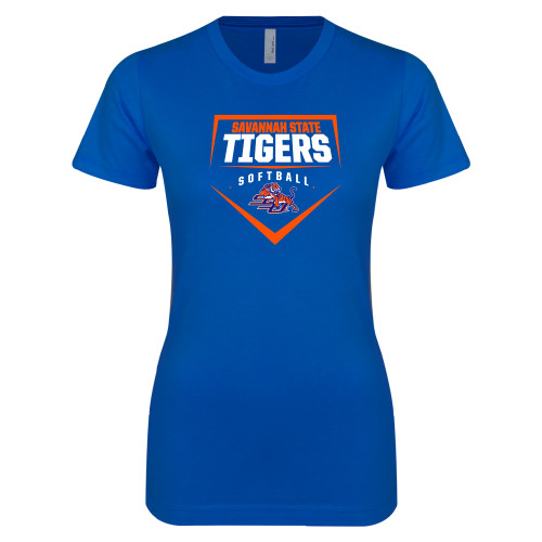  Next Level Womens Royal Boyfriend Tee - Softball Plate Design