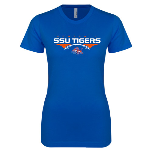  Next Level Womens Royal Boyfriend Tee - Stacked Football Design