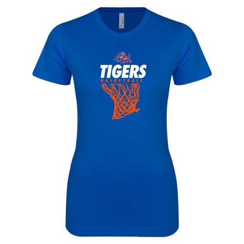  Next Level Womens Royal Boyfriend Tee - Basketball Net Design