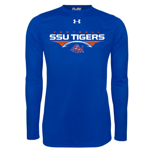  Under Armour Royal Long Sleeve Tech Tee - Stacked Football Design