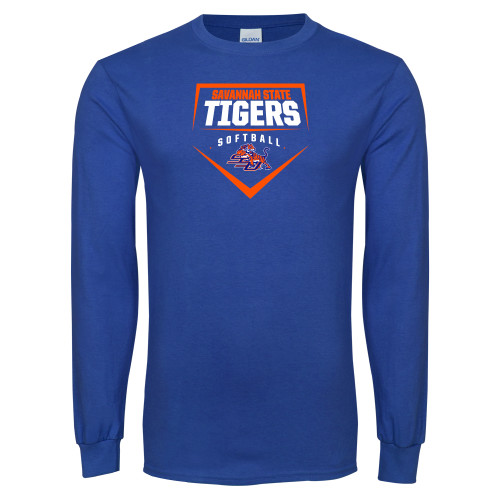  Royal Long Sleeve T Shirt - Softball Plate Design