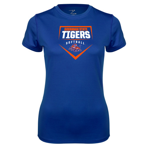  Womens Royal Performance Tee - Softball Plate Design