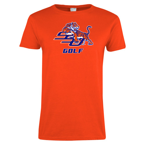  Womens Orange Short Sleeve Tee - Golf