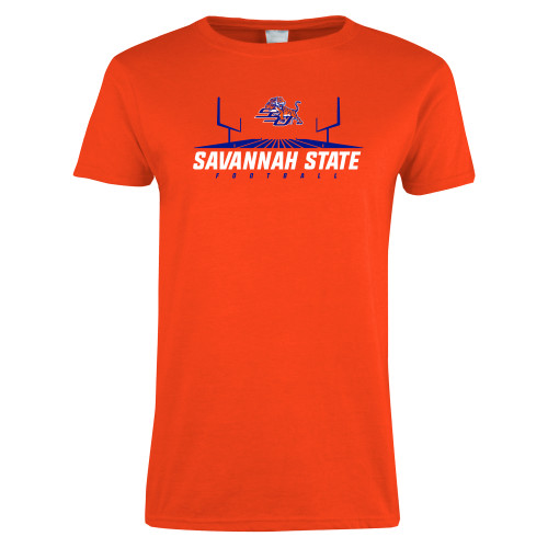  Womens Orange Short Sleeve Tee - Football Field Design