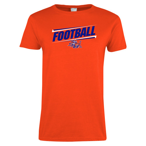  Womens Orange Short Sleeve Tee - Football Design