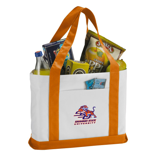  Contender White/Orange Canvas Tote - Official Logo
