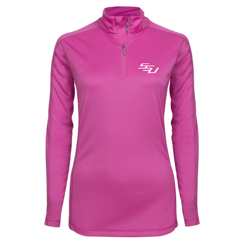  Syntrel Womens Raspberry Interlock 1/4 Zip - SSU