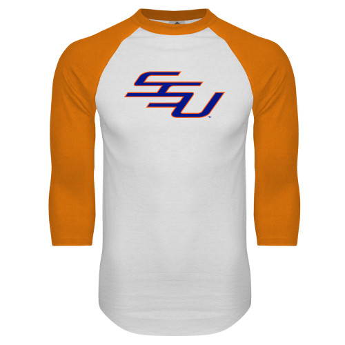  White/Orange Raglan Baseball T Shirt - SSU