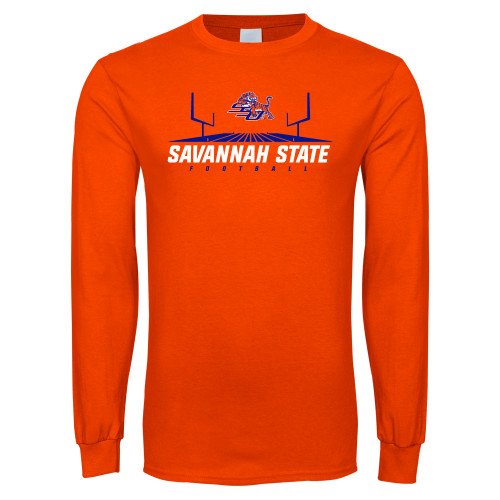  Orange Long Sleeve T-Shirt - Football Field Design