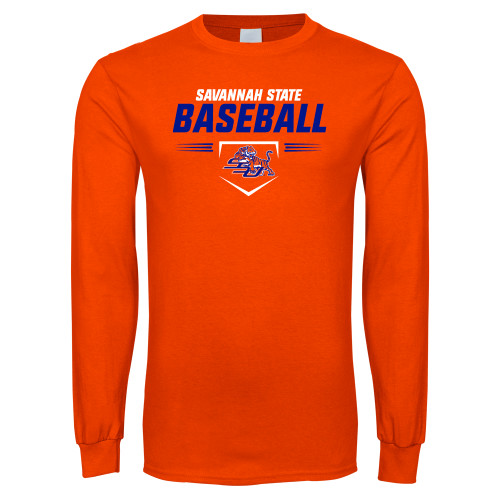  Orange Long Sleeve T-Shirt - Baseball Design